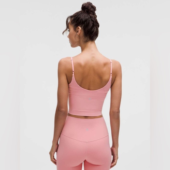 (#96)LULULEMON Align Cropped Cami Tank Top Light Support, A/B Cup Pink Tide - Picture 2 of 7